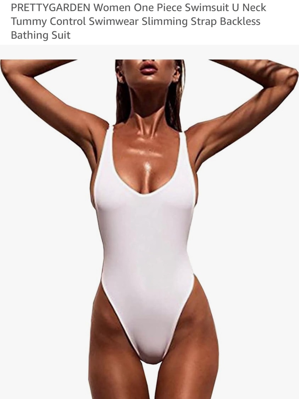 PRETTYGARDEN White Scoop-Front Backless One-Piece Swimsuit